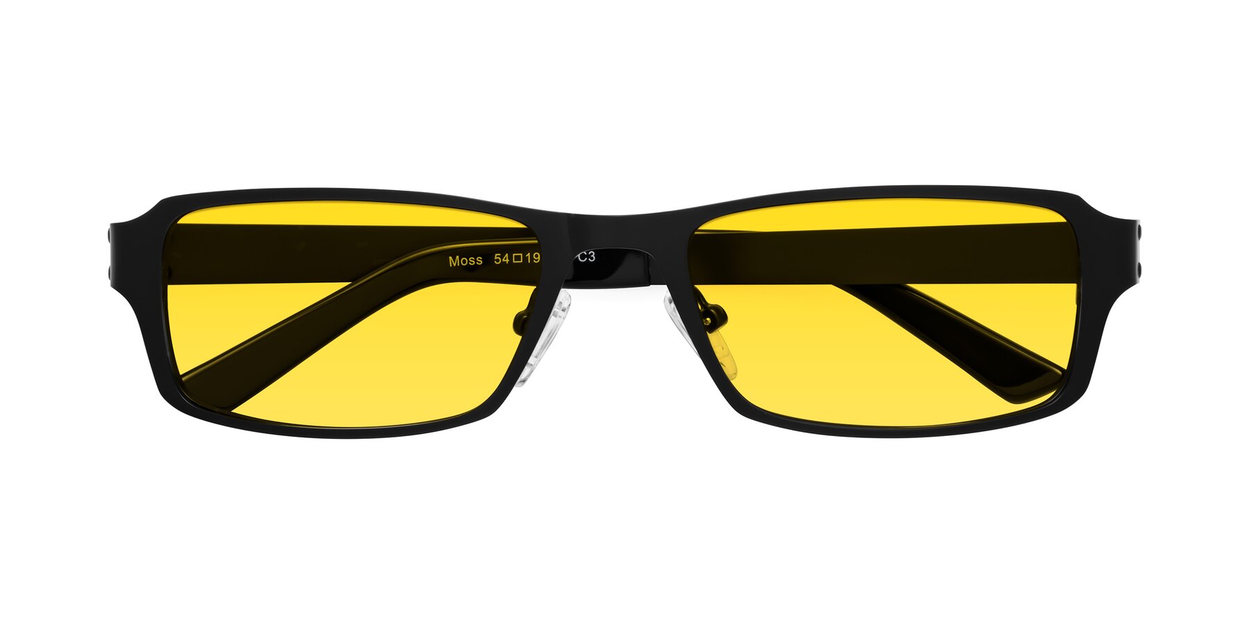 Folded Front of Moss in Matte Black with Yellow Tinted Lenses