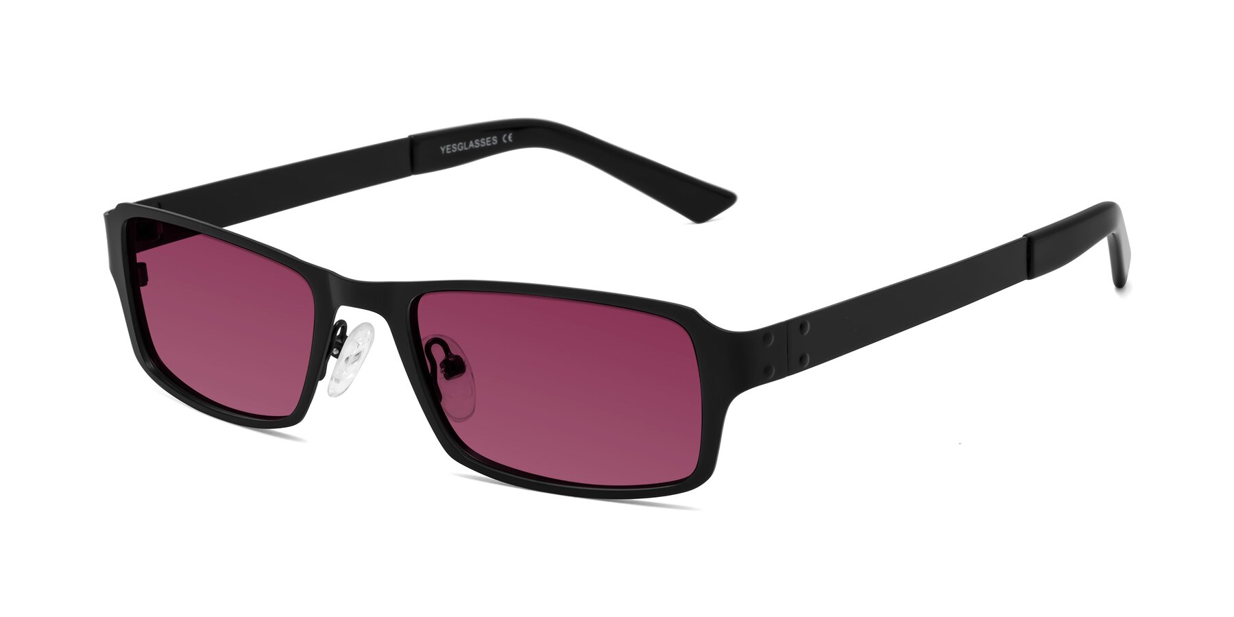 Angle of Moss in Matte Black with Wine Tinted Lenses