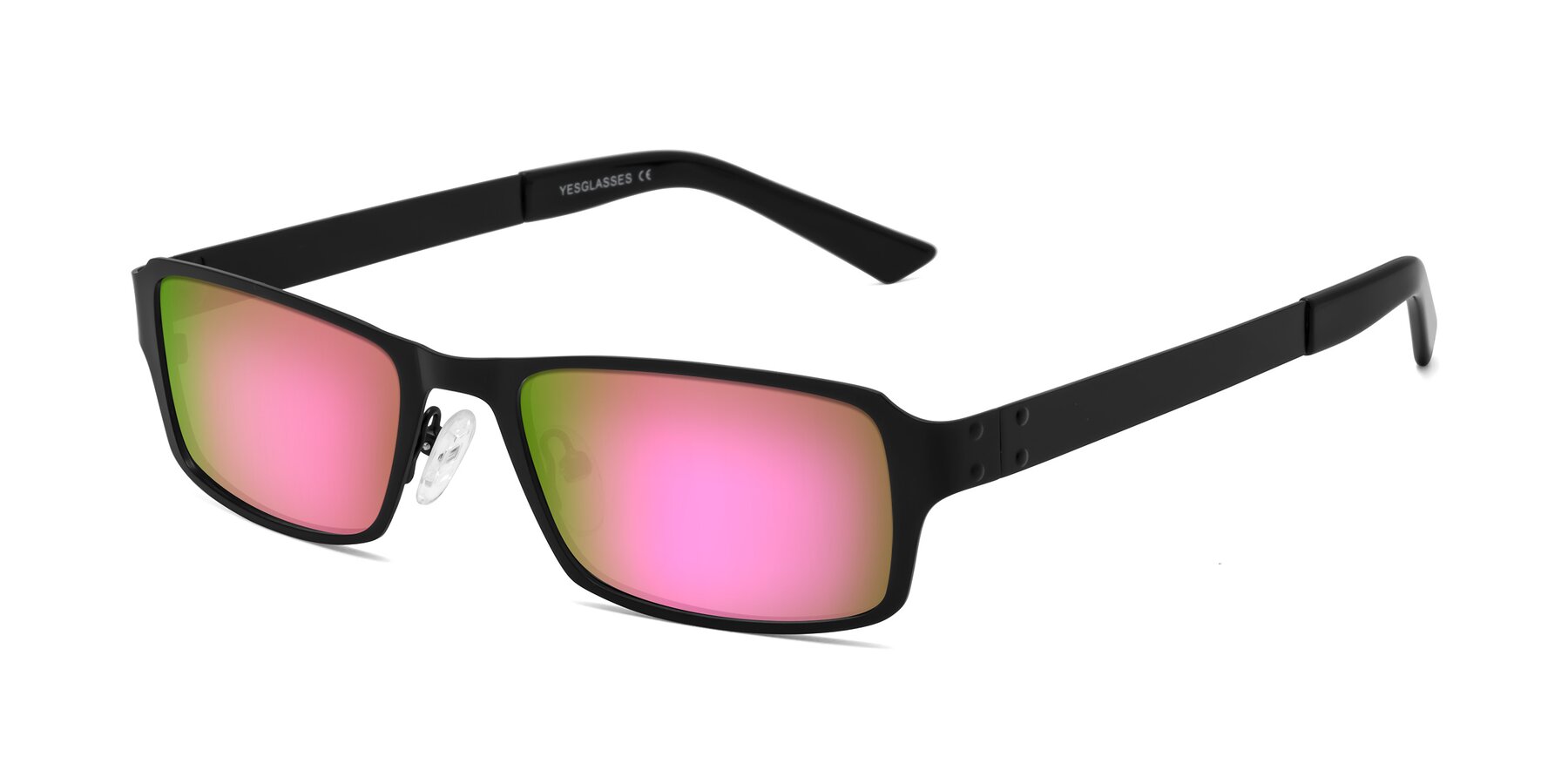 Angle of Moss in Matte Black with Pink Mirrored Lenses