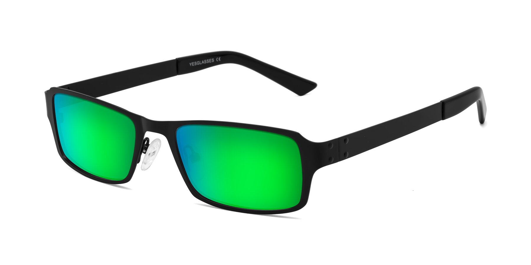 Angle of Moss in Matte Black with Green Mirrored Lenses