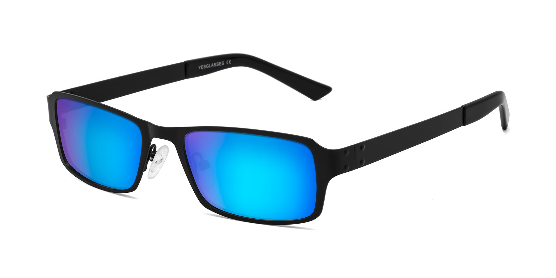 Angle of Moss in Matte Black with Blue Mirrored Lenses