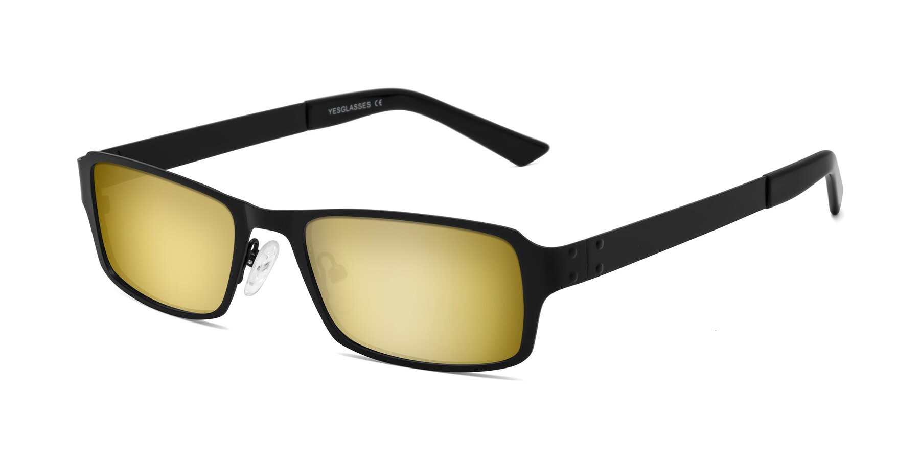 Angle of Moss in Matte Black with Gold Mirrored Lenses