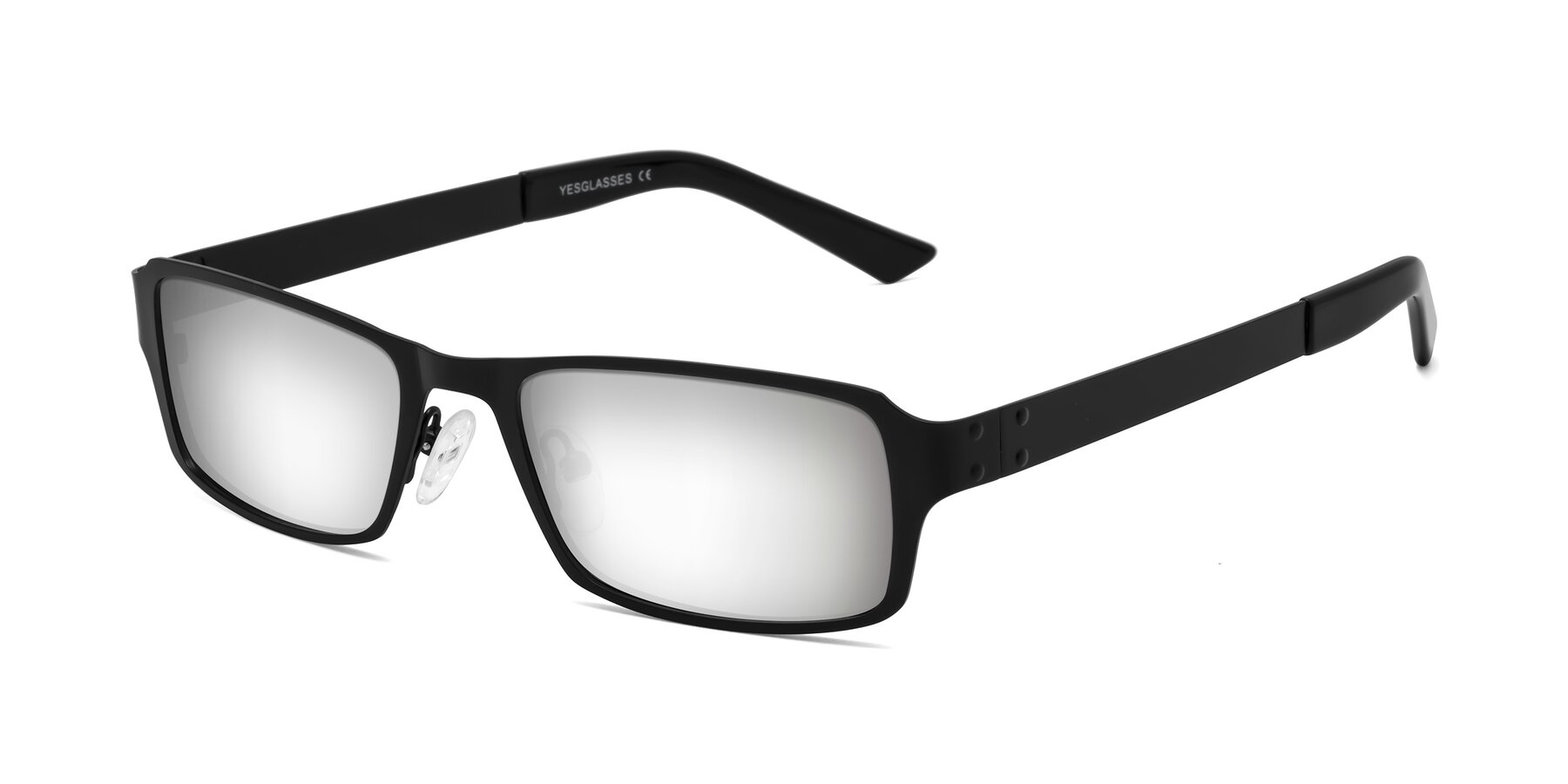 Angle of Moss in Matte Black with Silver Mirrored Lenses