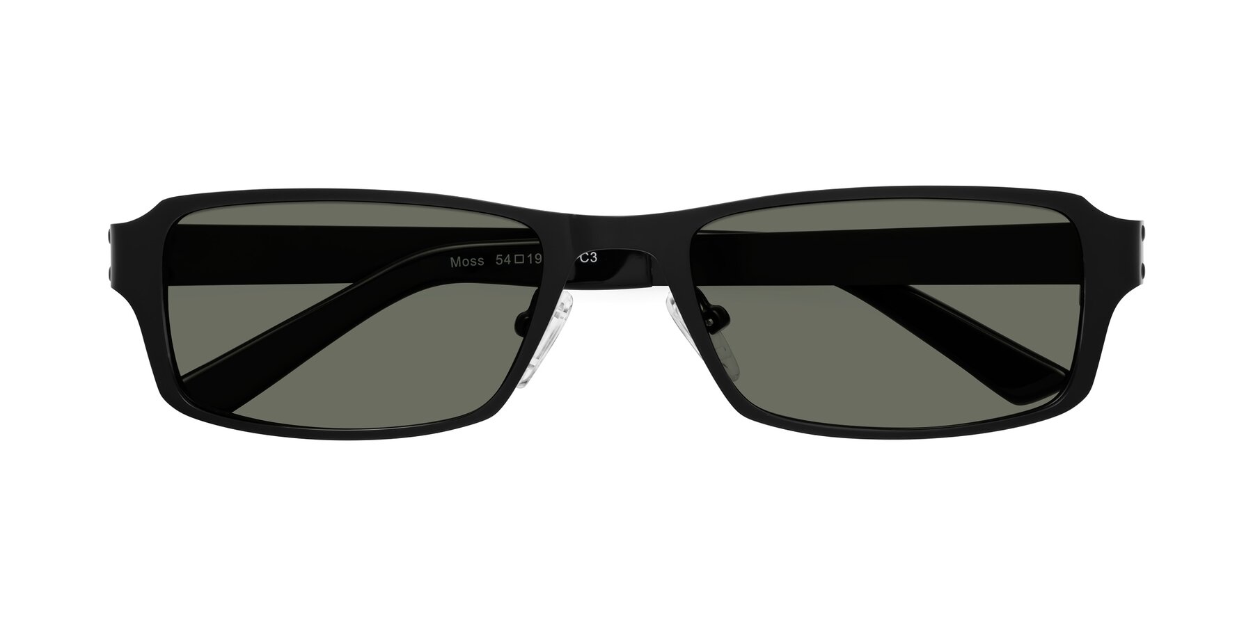 Folded Front of Moss in Matte Black with Gray Polarized Lenses