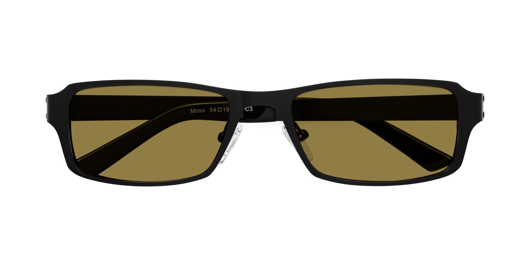 Folded Front of Moss in Matte Black with Brown Polarized Lenses