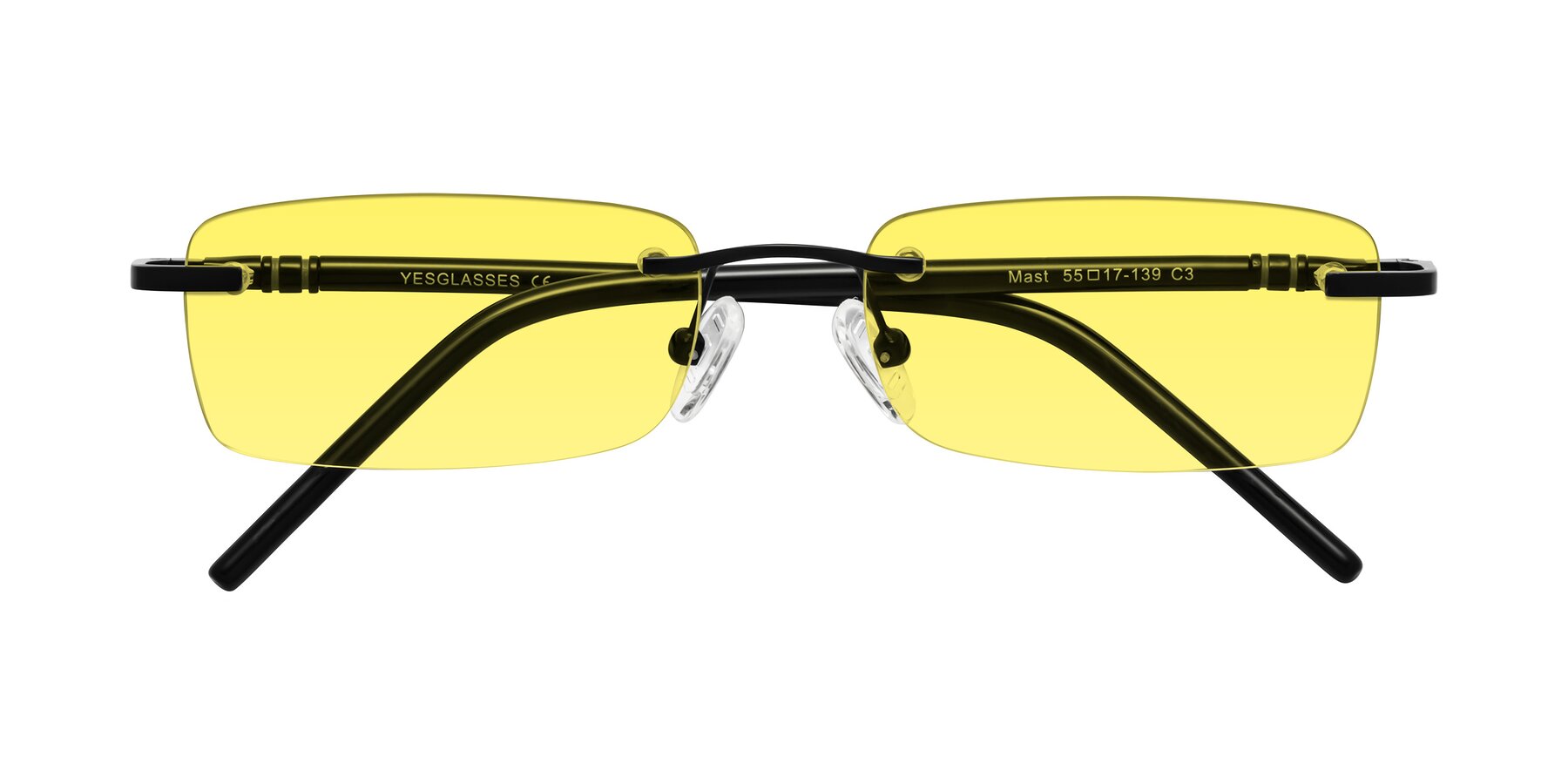 Folded Front of Mast in Matte Black with Medium Yellow Tinted Lenses