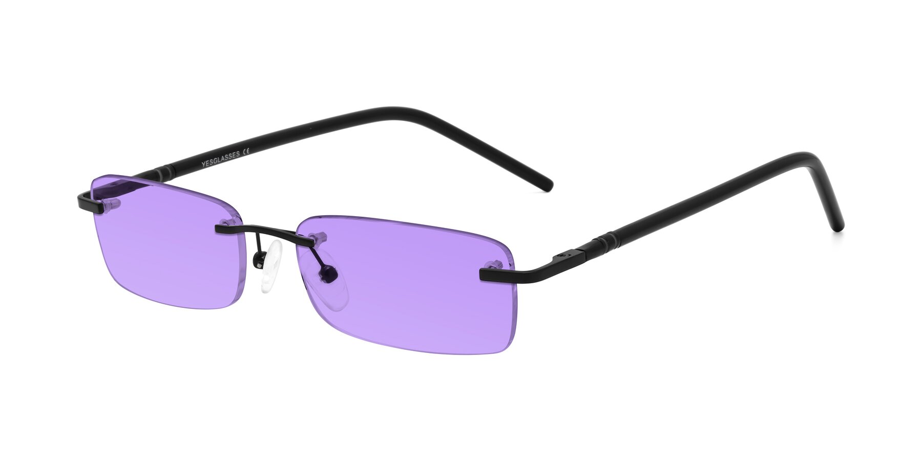 Angle of Mast in Matte Black with Medium Purple Tinted Lenses