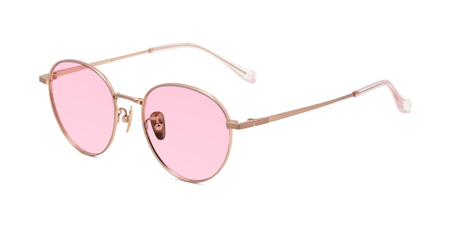 Angle of Sahala in Rose Gold with Light Pink Tinted Lenses