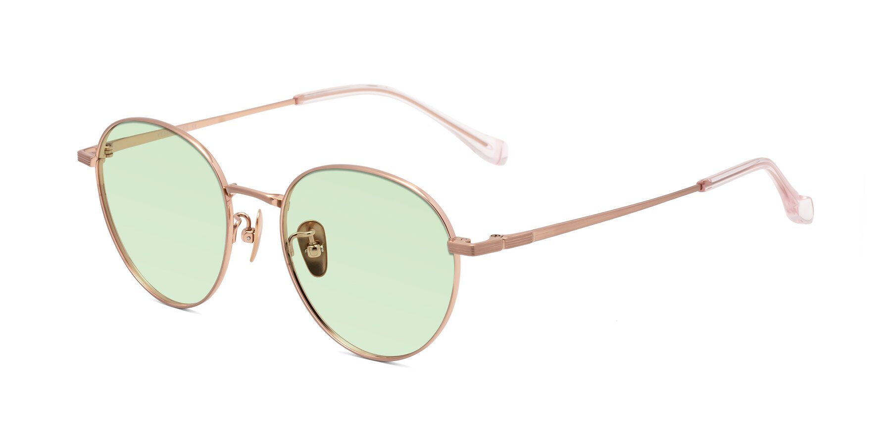 Angle of Sahala in Rose Gold with Light Green Tinted Lenses