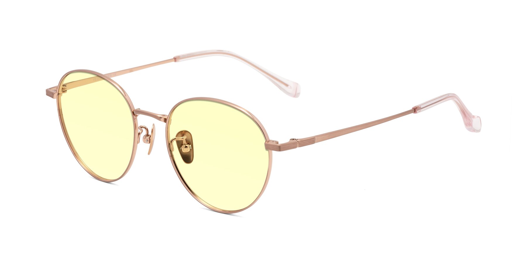 Angle of Sahala in Rose Gold with Light Yellow Tinted Lenses