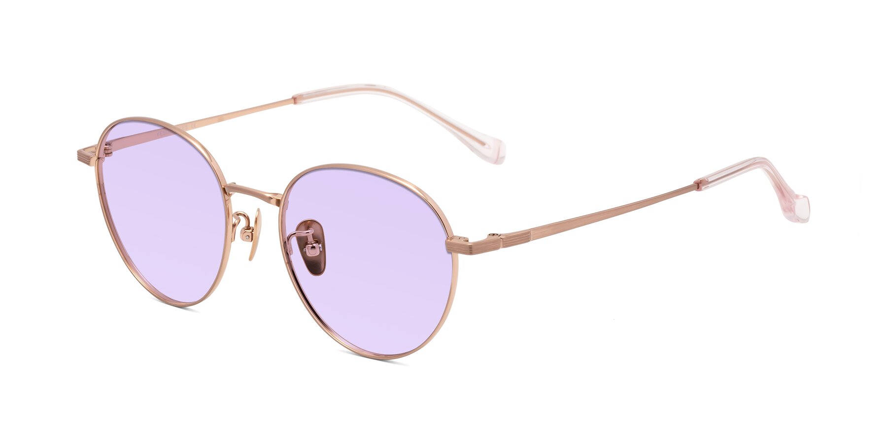 Angle of Sahala in Rose Gold with Light Purple Tinted Lenses