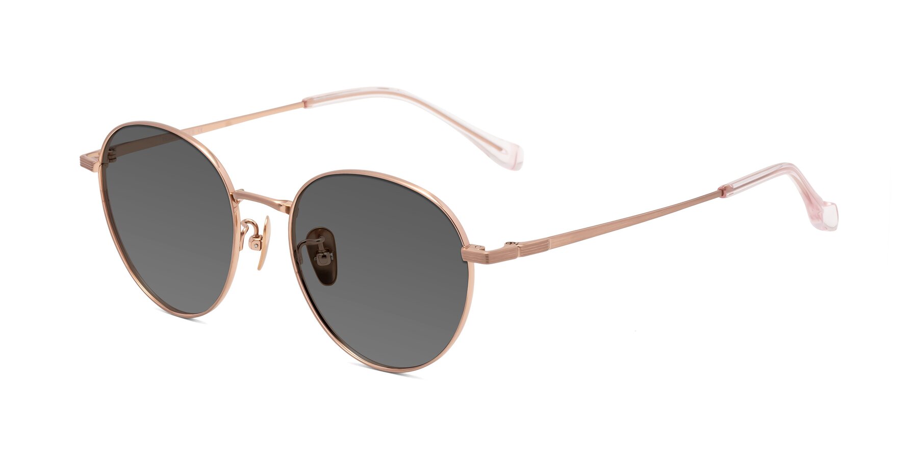 Angle of Sahala in Rose Gold with Medium Gray Tinted Lenses