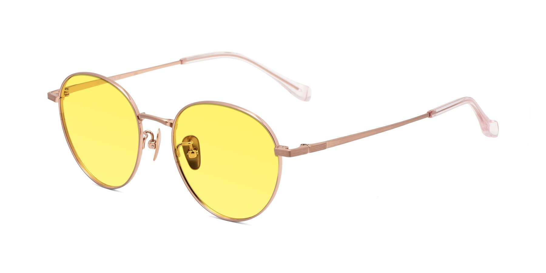 Angle of Sahala in Rose Gold with Medium Yellow Tinted Lenses