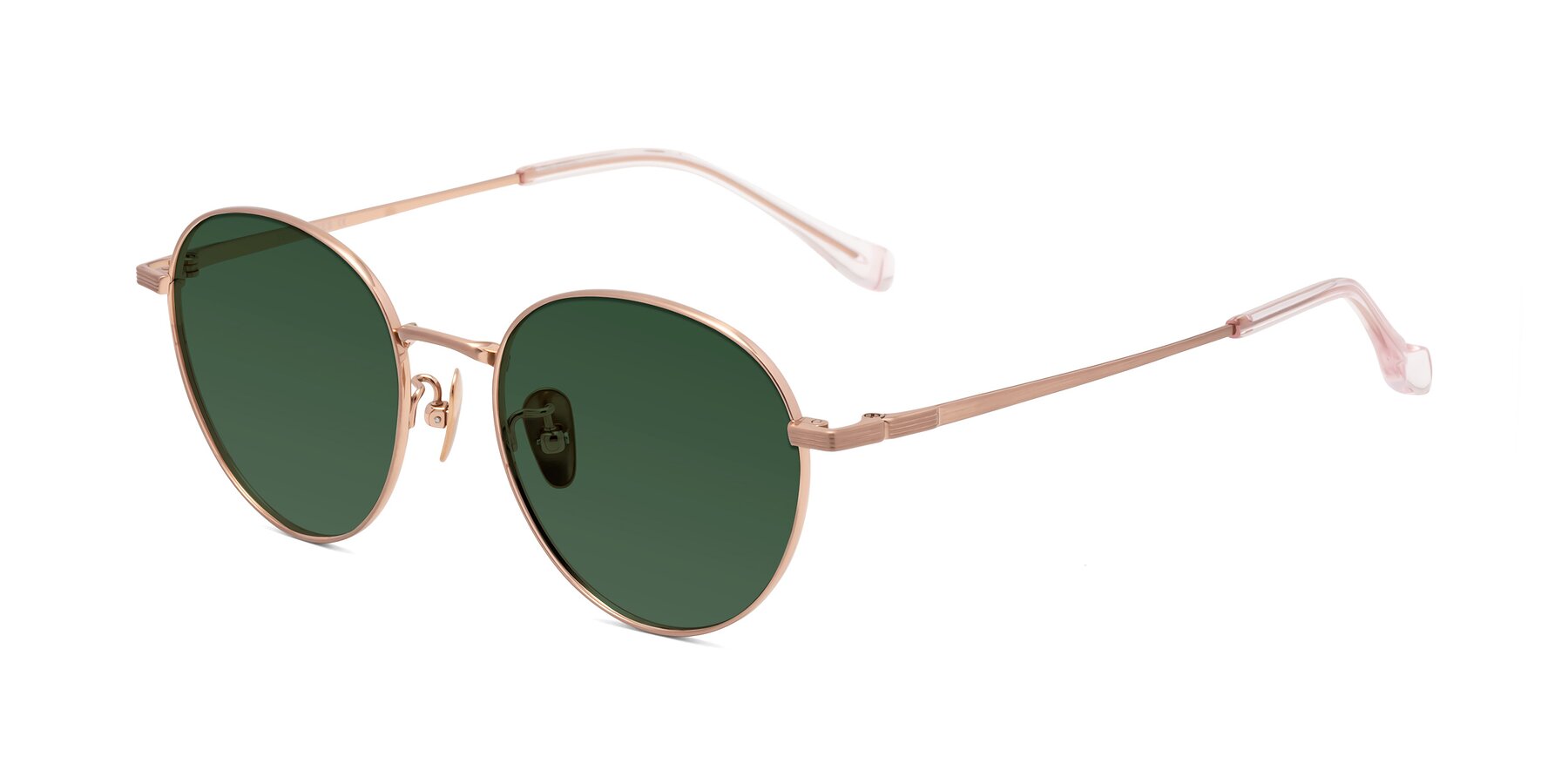 Angle of Sahala in Rose Gold with Green Tinted Lenses