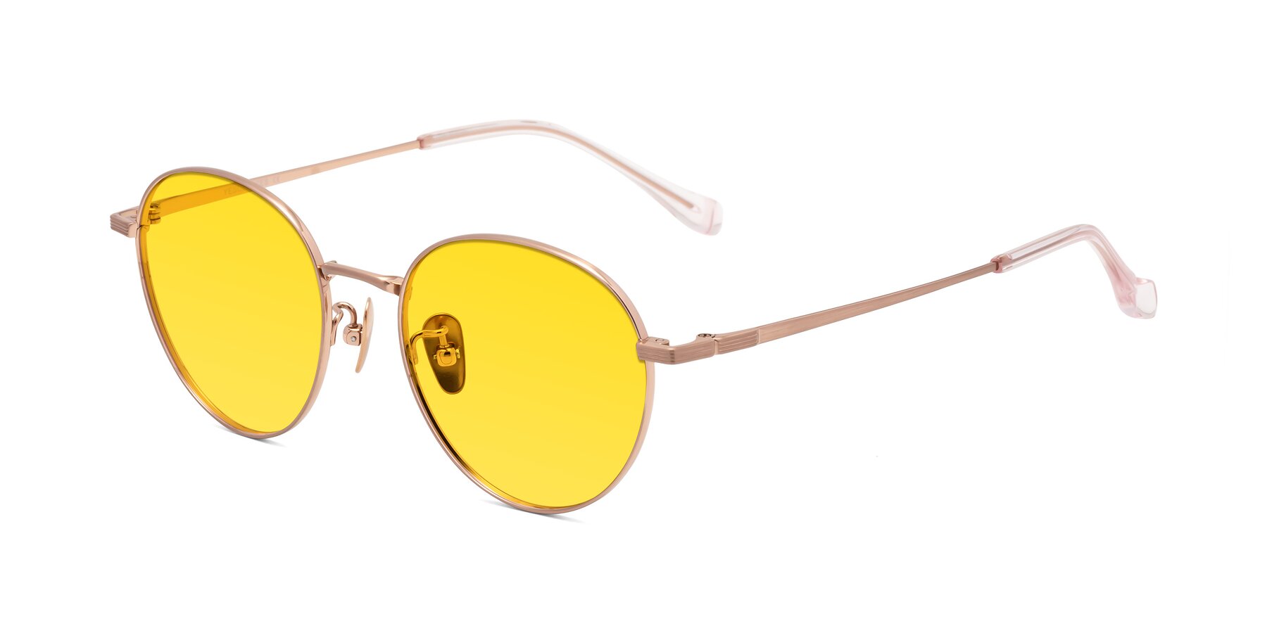 Angle of Sahala in Rose Gold with Yellow Tinted Lenses