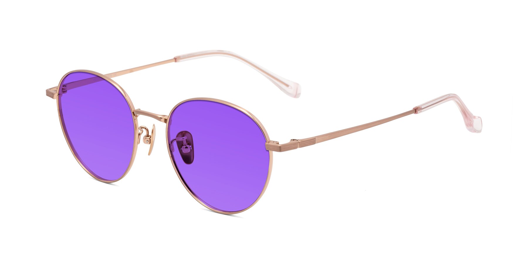 Angle of Sahala in Rose Gold with Purple Tinted Lenses