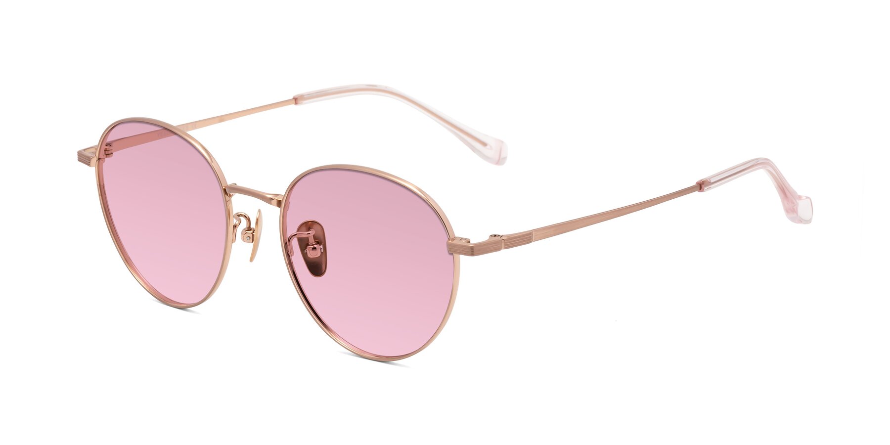 Angle of Sahala in Rose Gold with Light Wine Tinted Lenses