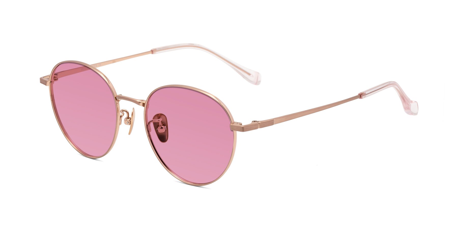 Angle of Sahala in Rose Gold with Medium Wine Tinted Lenses