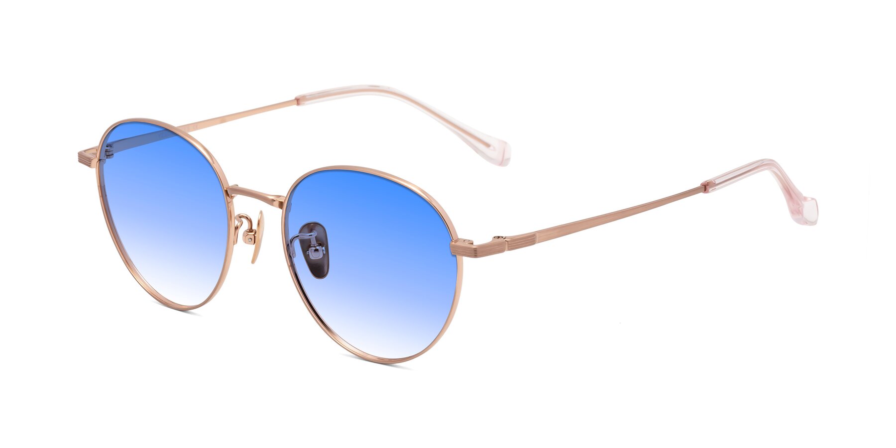 Angle of Sahala in Rose Gold with Blue Gradient Lenses