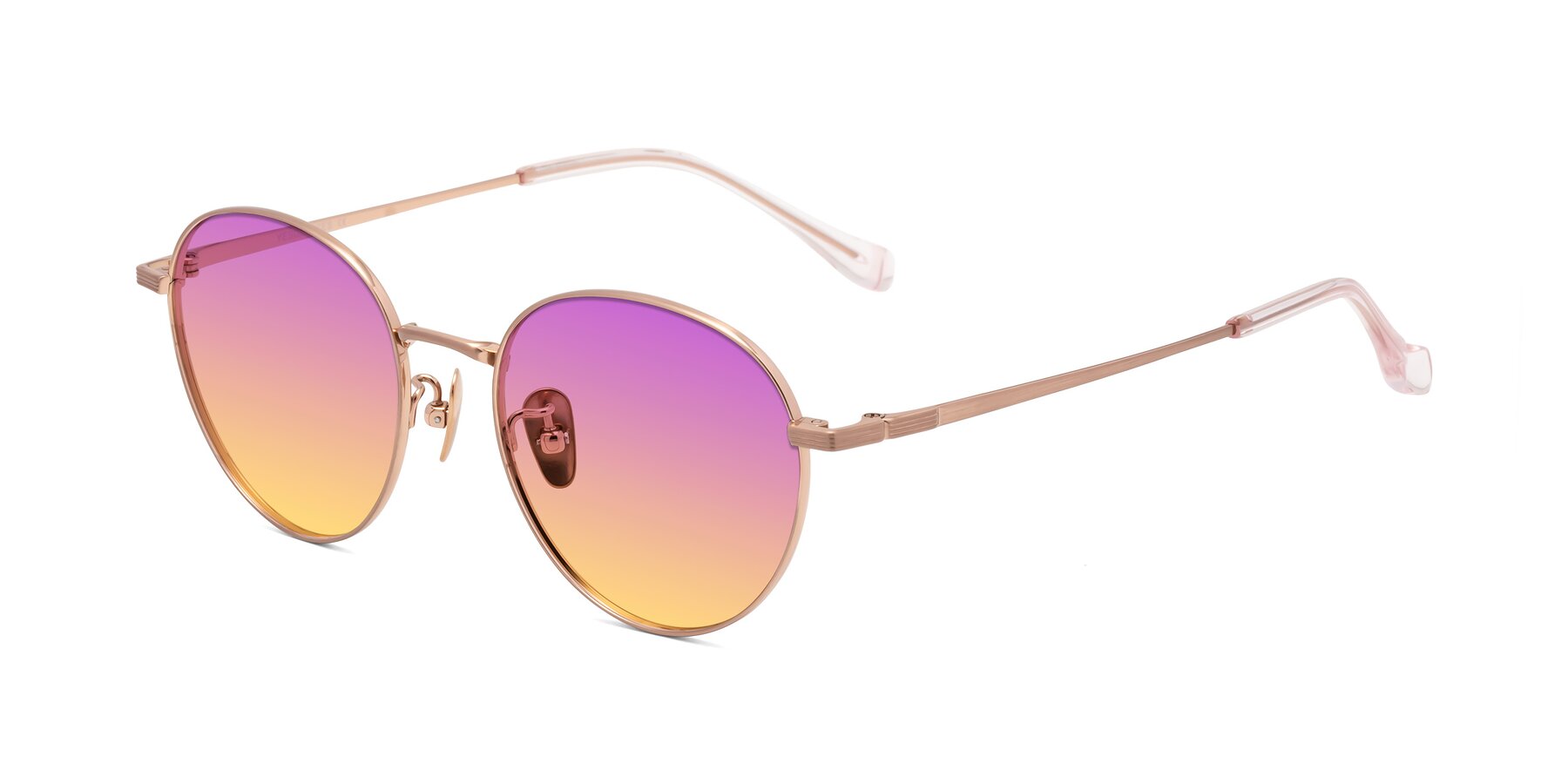 Angle of Sahala in Rose Gold with Purple / Yellow Gradient Lenses