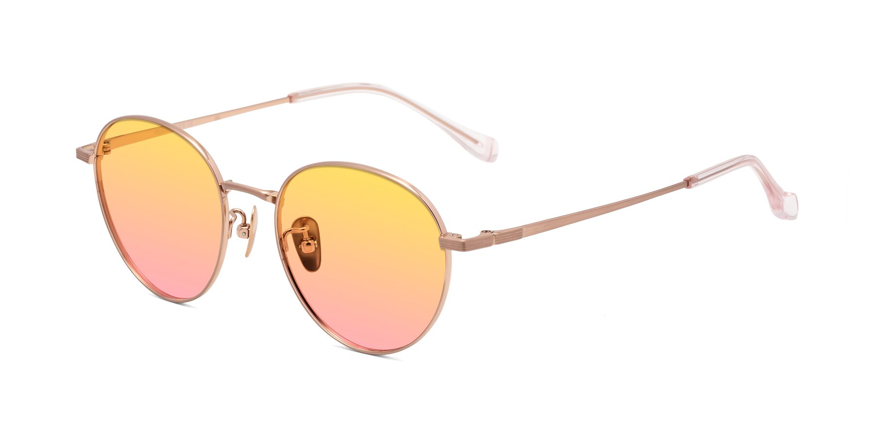 Angle of Sahala in Rose Gold with Yellow / Pink Gradient Lenses