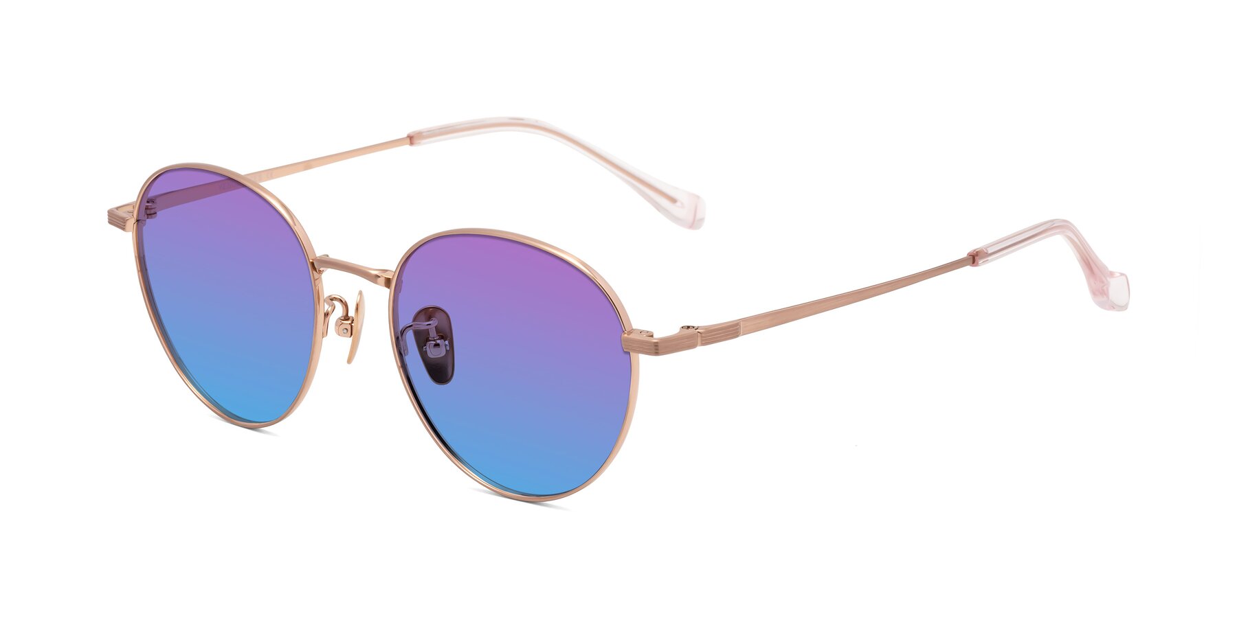 Angle of Sahala in Rose Gold with Purple / Blue Gradient Lenses