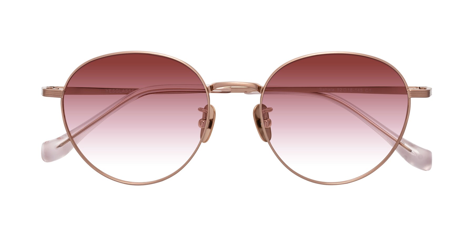 Folded Front of Sahala in Rose Gold with Garnet Gradient Lenses