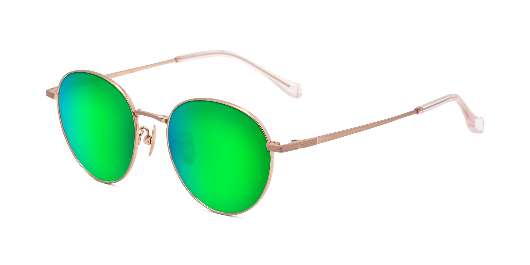 Angle of Sahala in Rose Gold with Green Mirrored Lenses