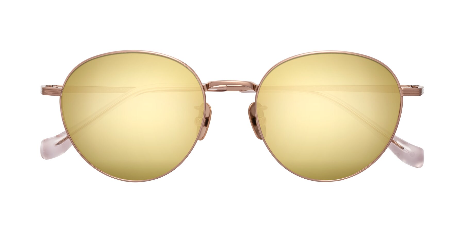 Folded Front of Sahala in Rose Gold with Gold Mirrored Lenses