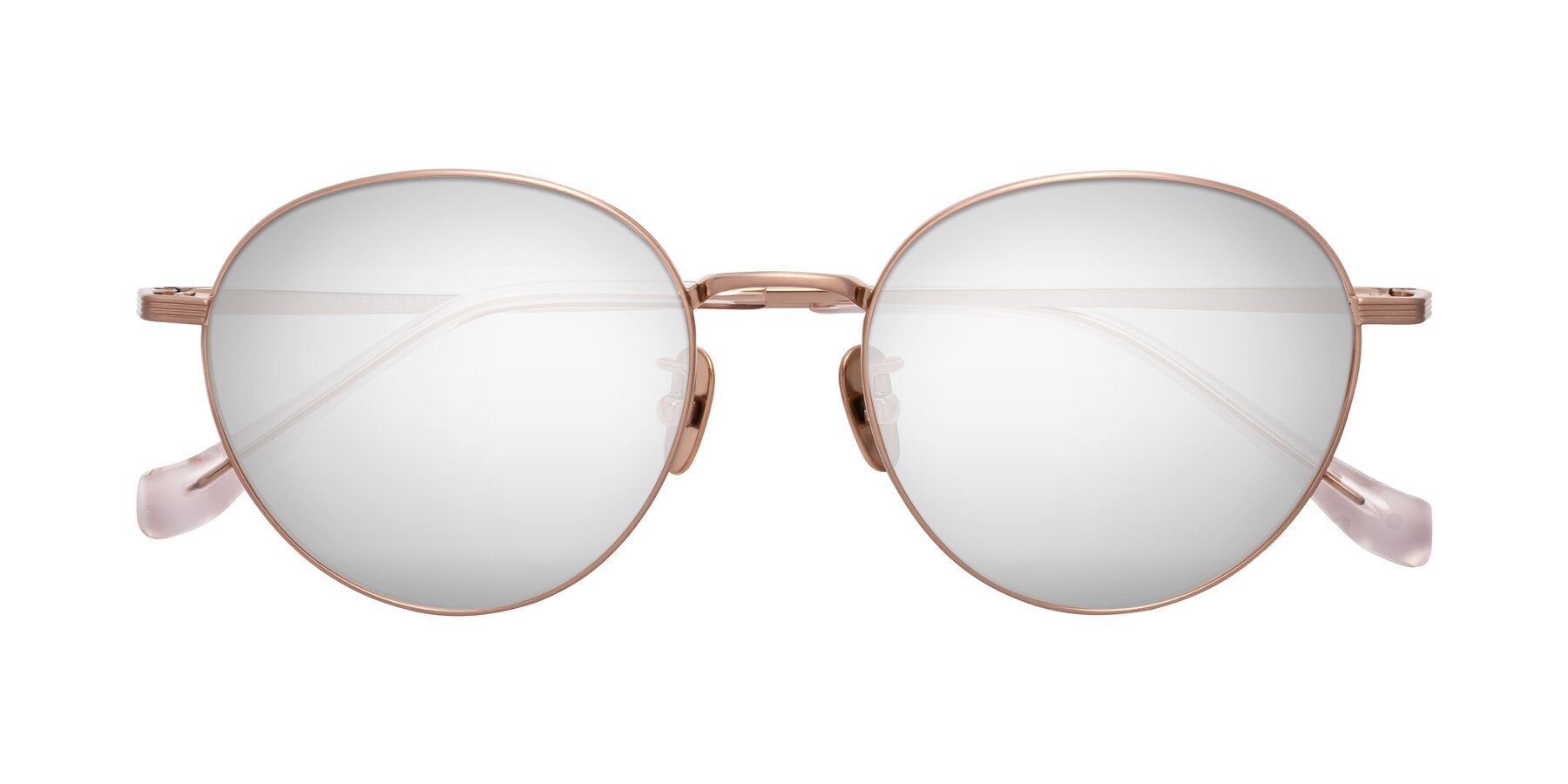 Folded Front of Sahala in Rose Gold with Silver Mirrored Lenses