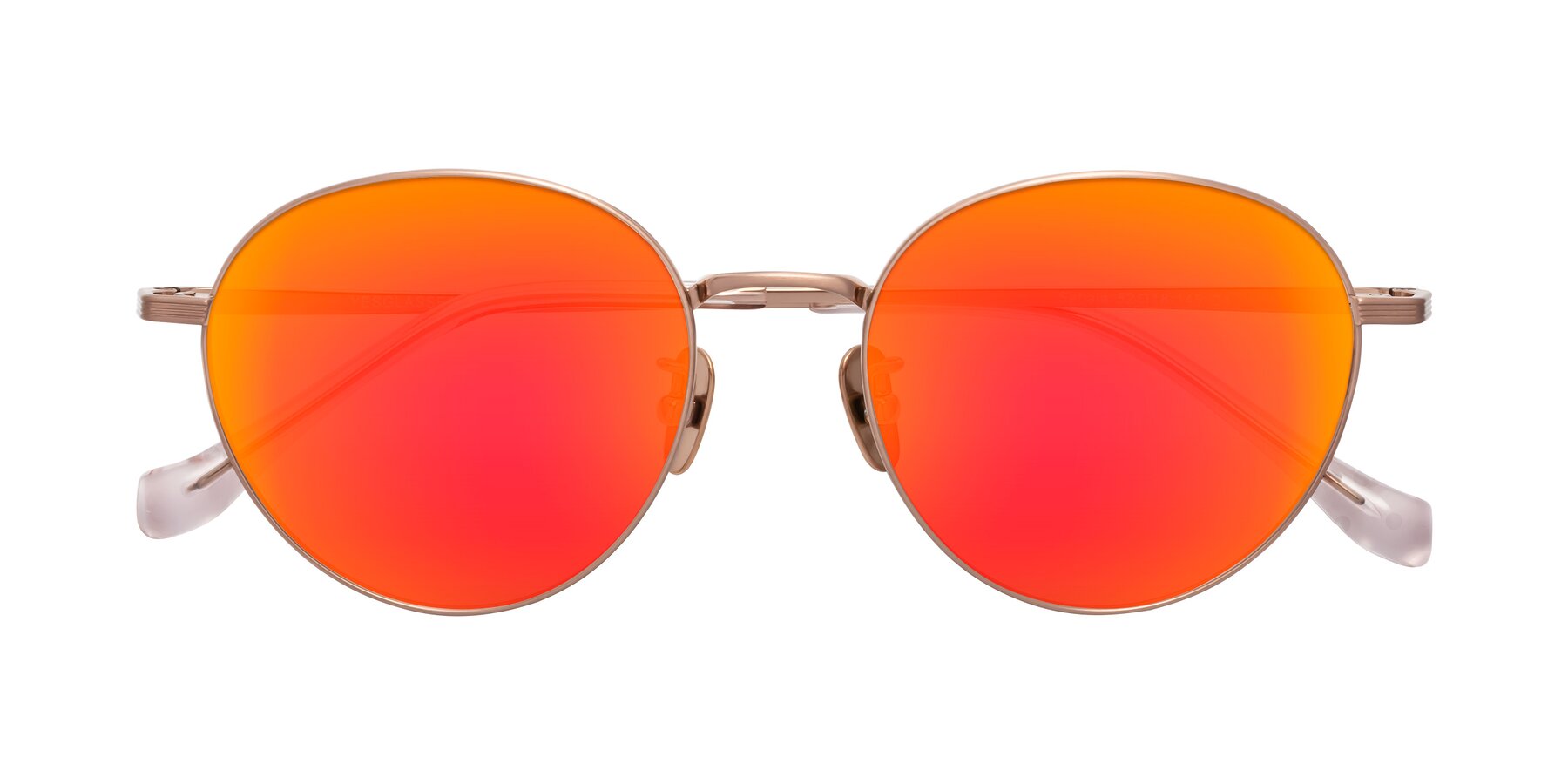 Folded Front of Sahala in Rose Gold with Red Gold Mirrored Lenses