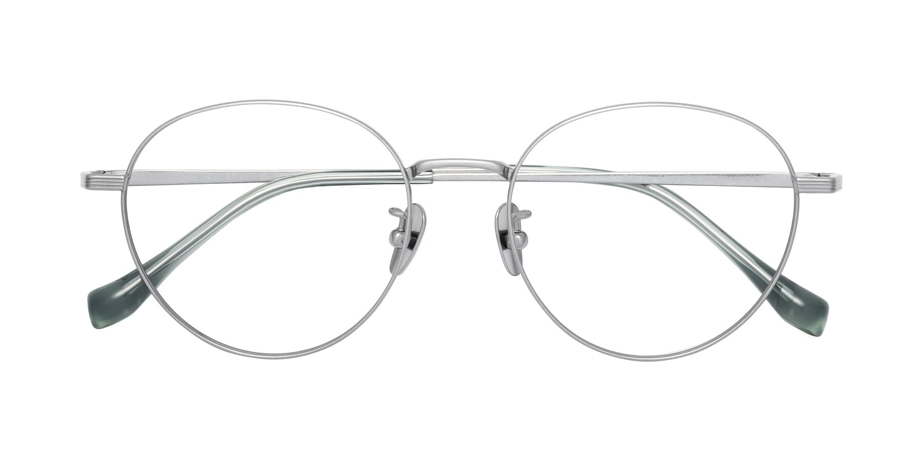 Folded Front of Sahala in Silver with Clear Reading Eyeglass Lenses