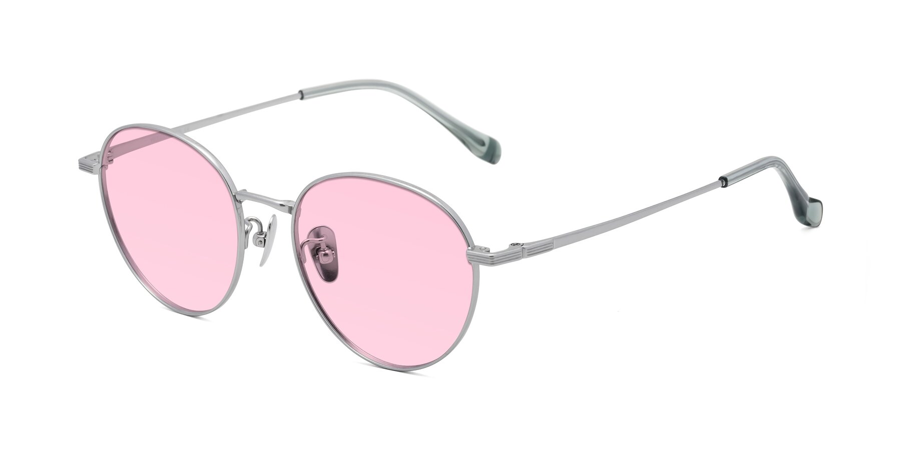 Angle of Sahala in Silver with Light Pink Tinted Lenses