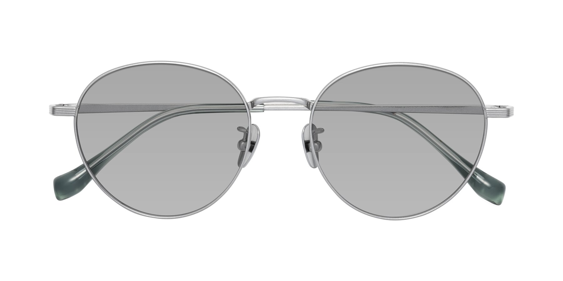 Folded Front of Sahala in Silver with Light Gray Tinted Lenses