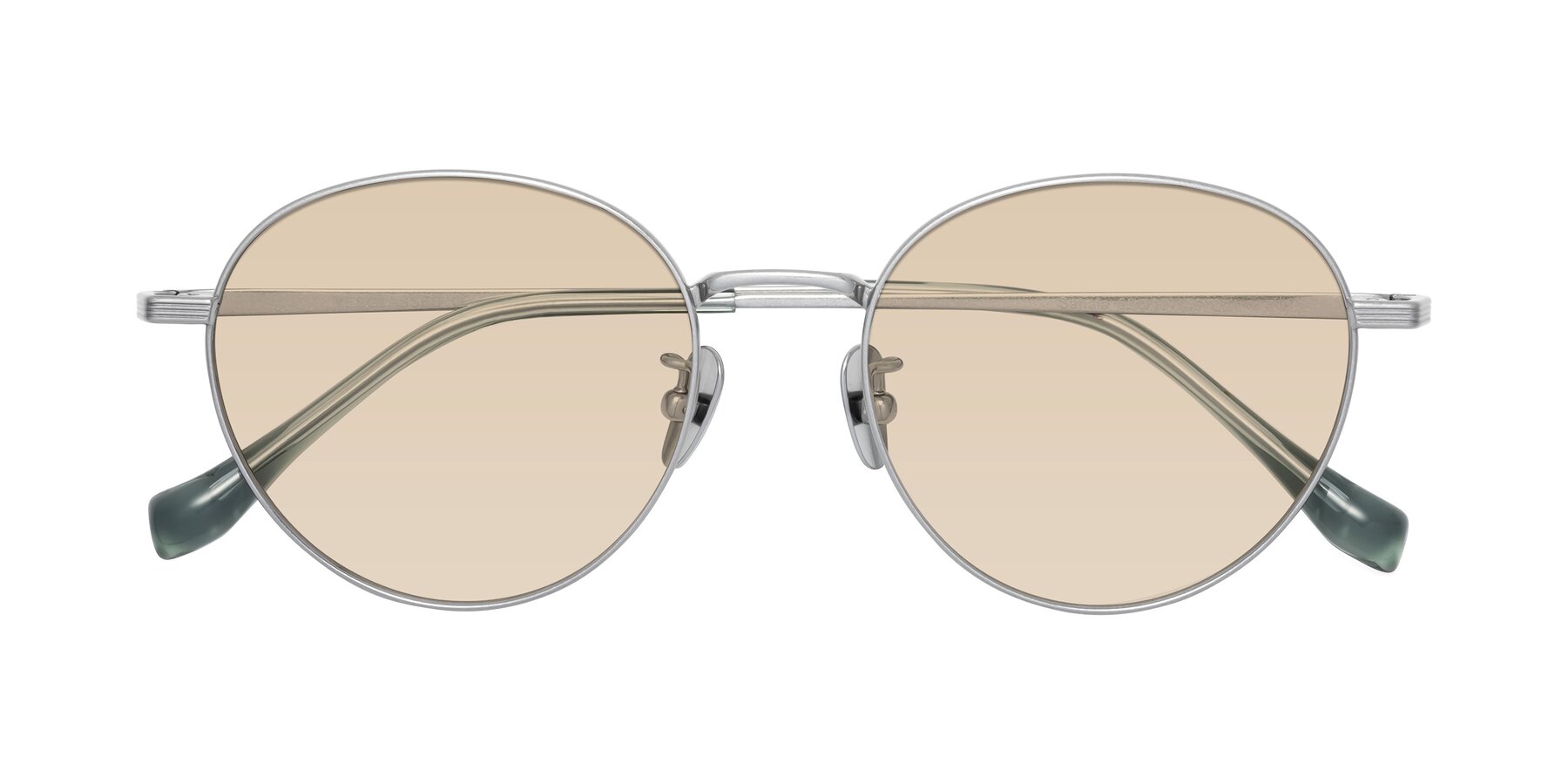 Folded Front of Sahala in Silver with Light Brown Tinted Lenses