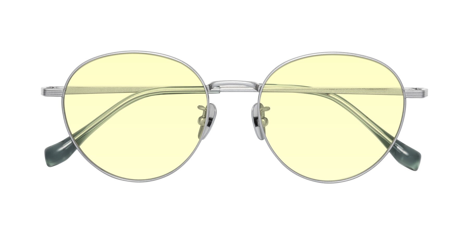 Folded Front of Sahala in Silver with Light Yellow Tinted Lenses