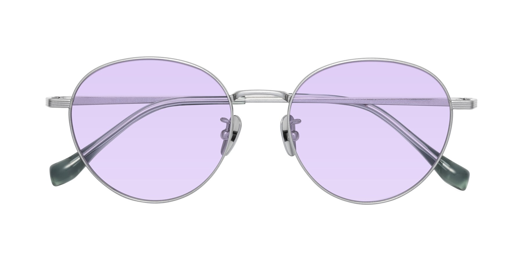 Folded Front of Sahala in Silver with Light Purple Tinted Lenses