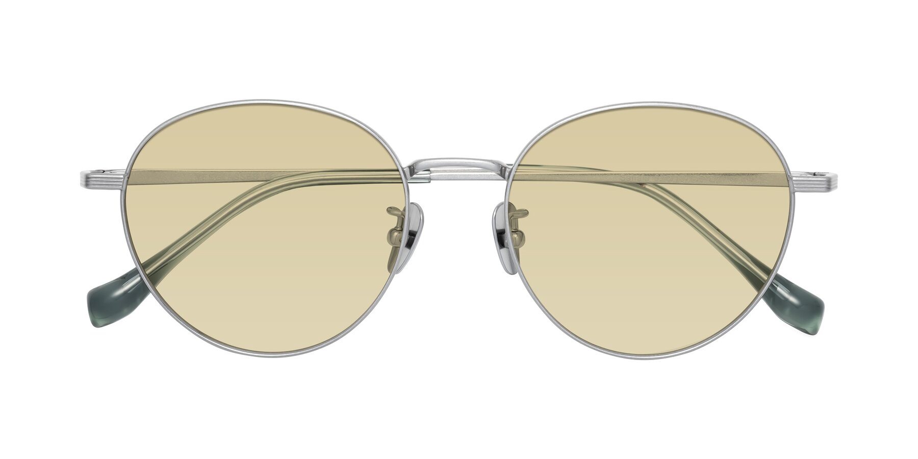 Folded Front of Sahala in Silver with Light Champagne Tinted Lenses