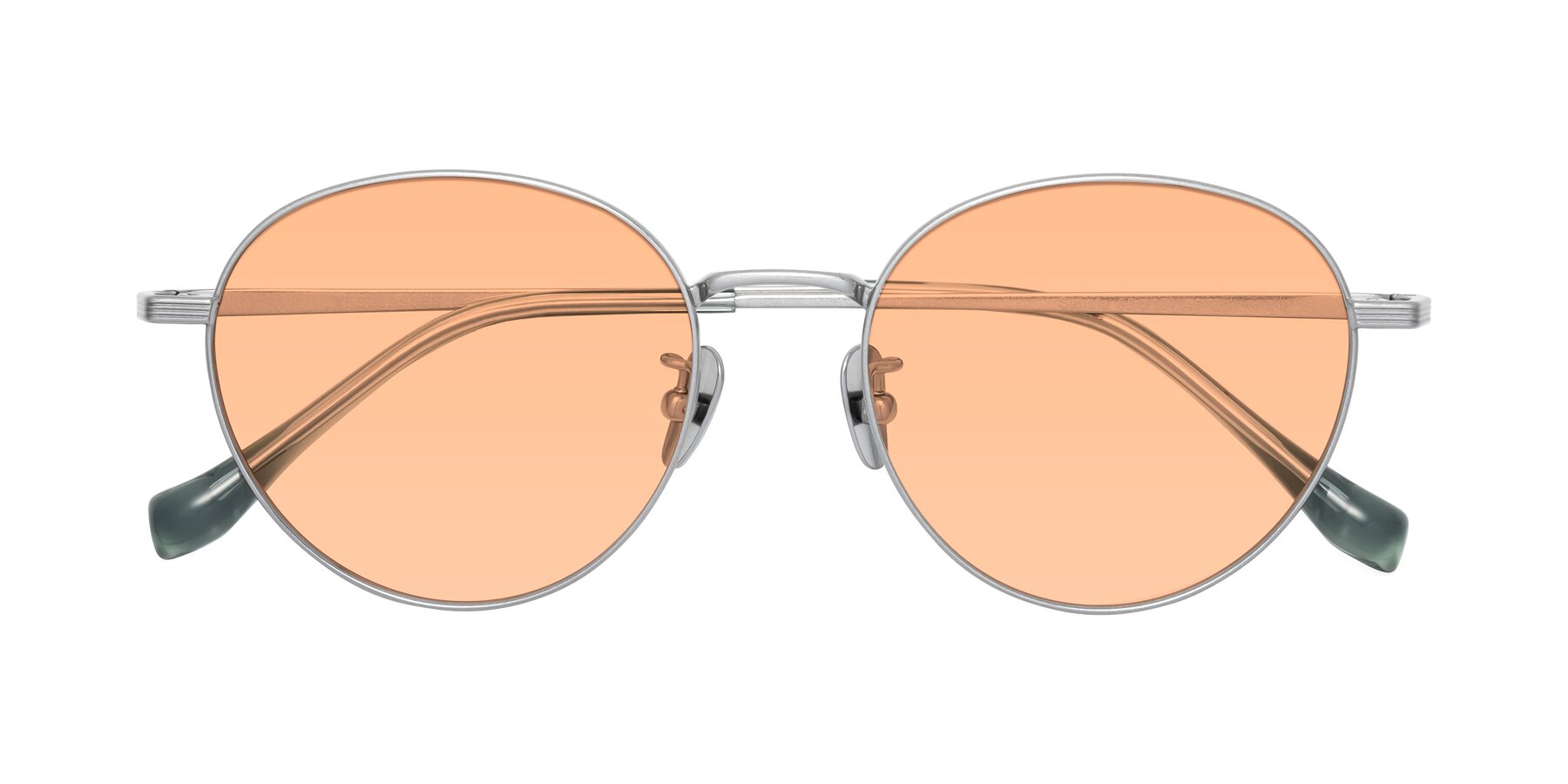 Folded Front of Sahala in Silver with Light Orange Tinted Lenses