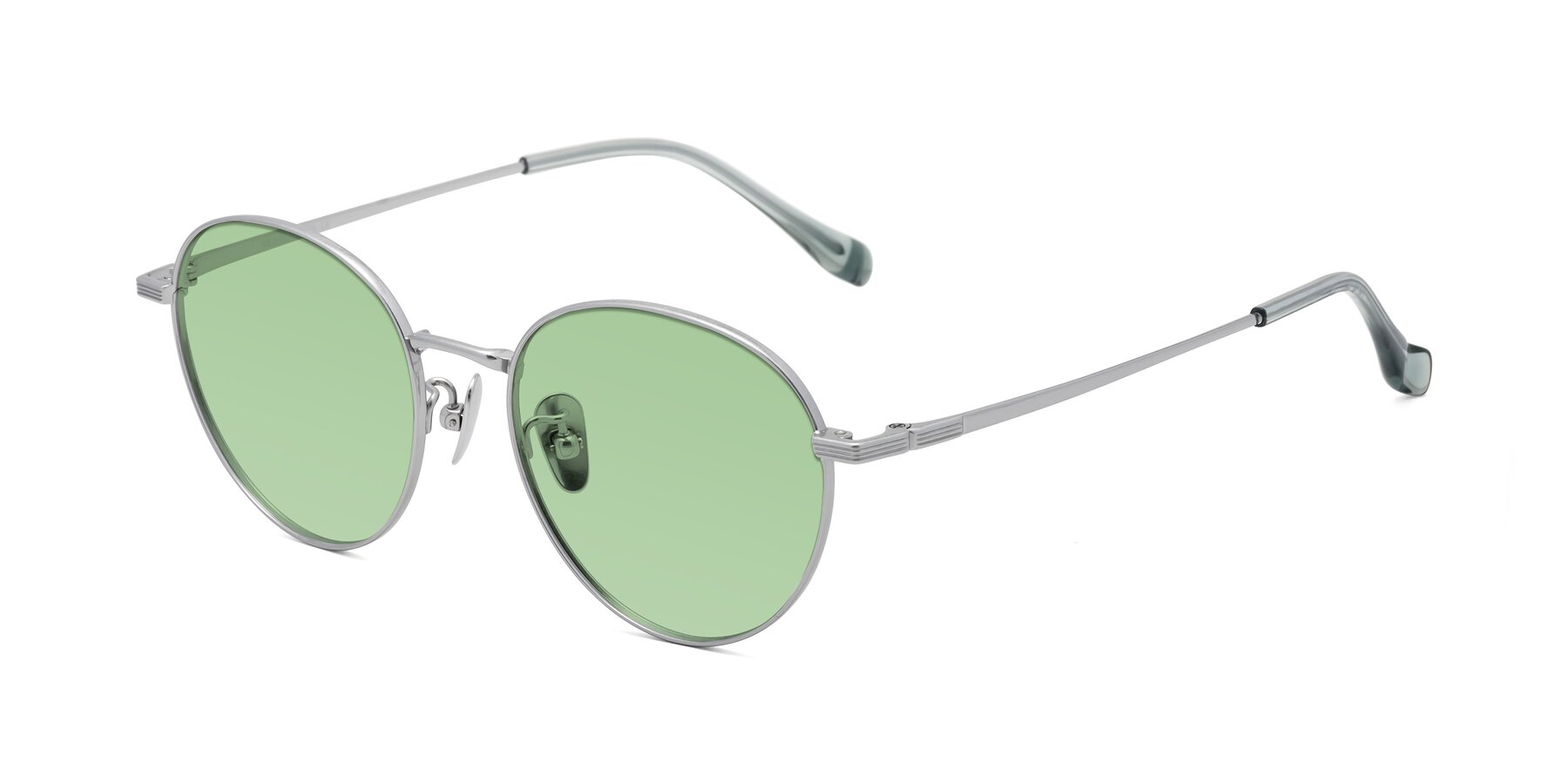 Angle of Sahala in Silver with Medium Green Tinted Lenses