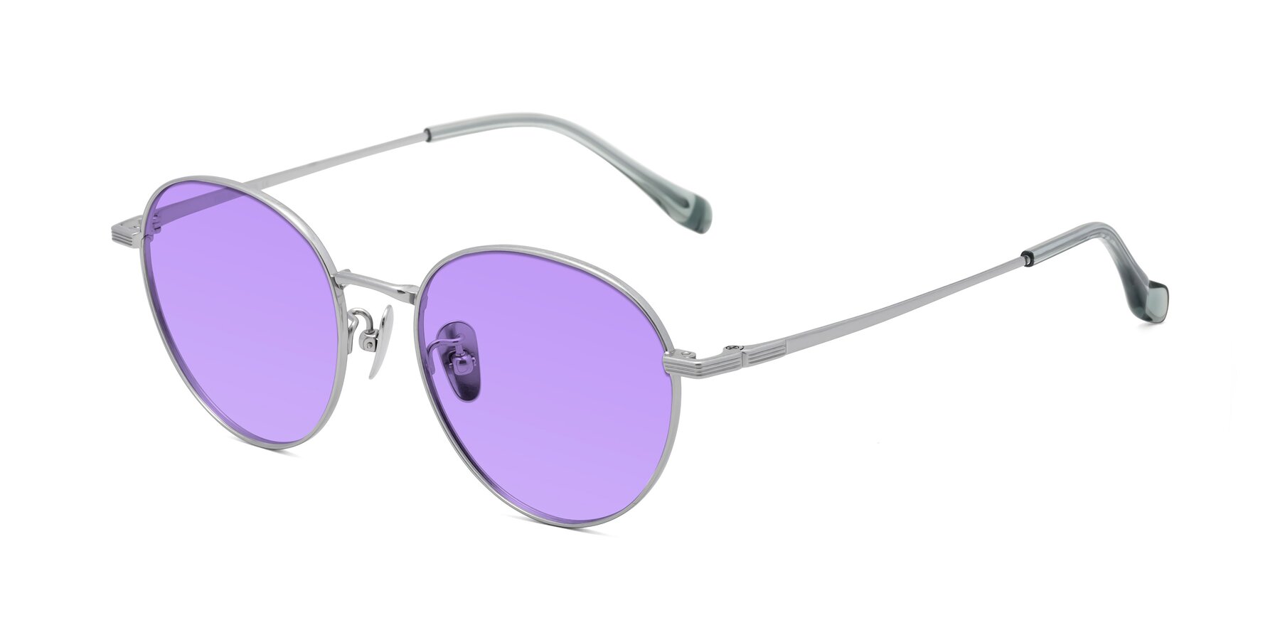 Angle of Sahala in Silver with Medium Purple Tinted Lenses