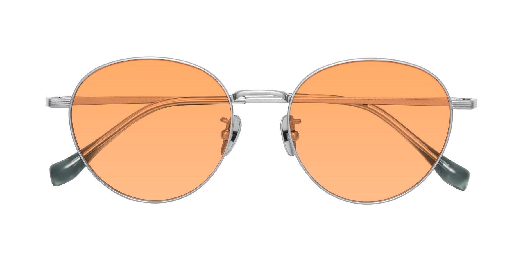 Folded Front of Sahala in Silver with Medium Orange Tinted Lenses