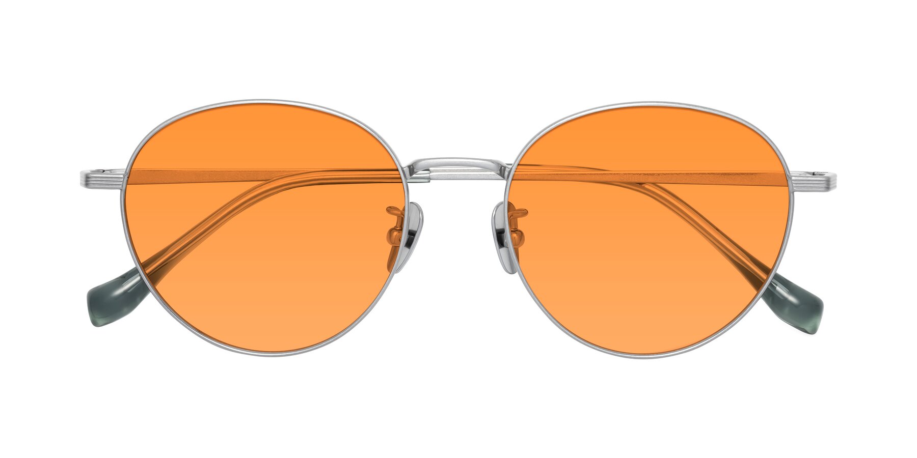 Folded Front of Sahala in Silver with Orange Tinted Lenses