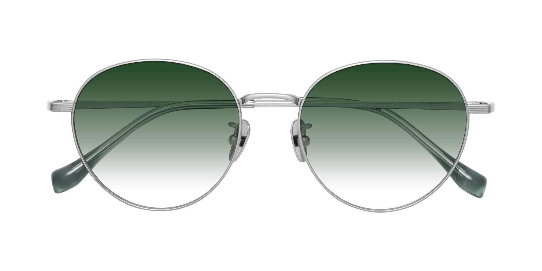 Folded Front of Sahala in Silver with Green Gradient Lenses