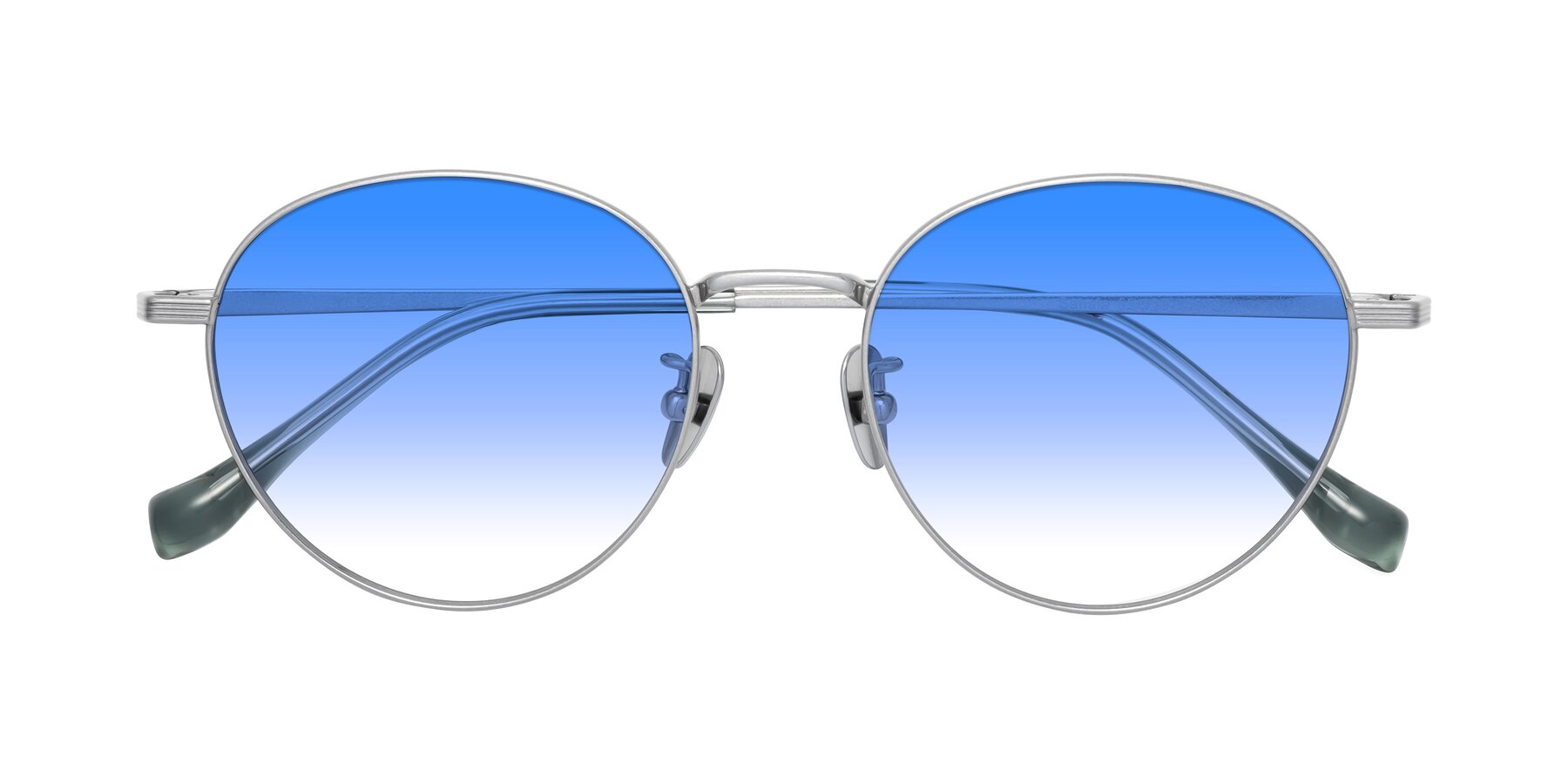 Folded Front of Sahala in Silver with Blue Gradient Lenses