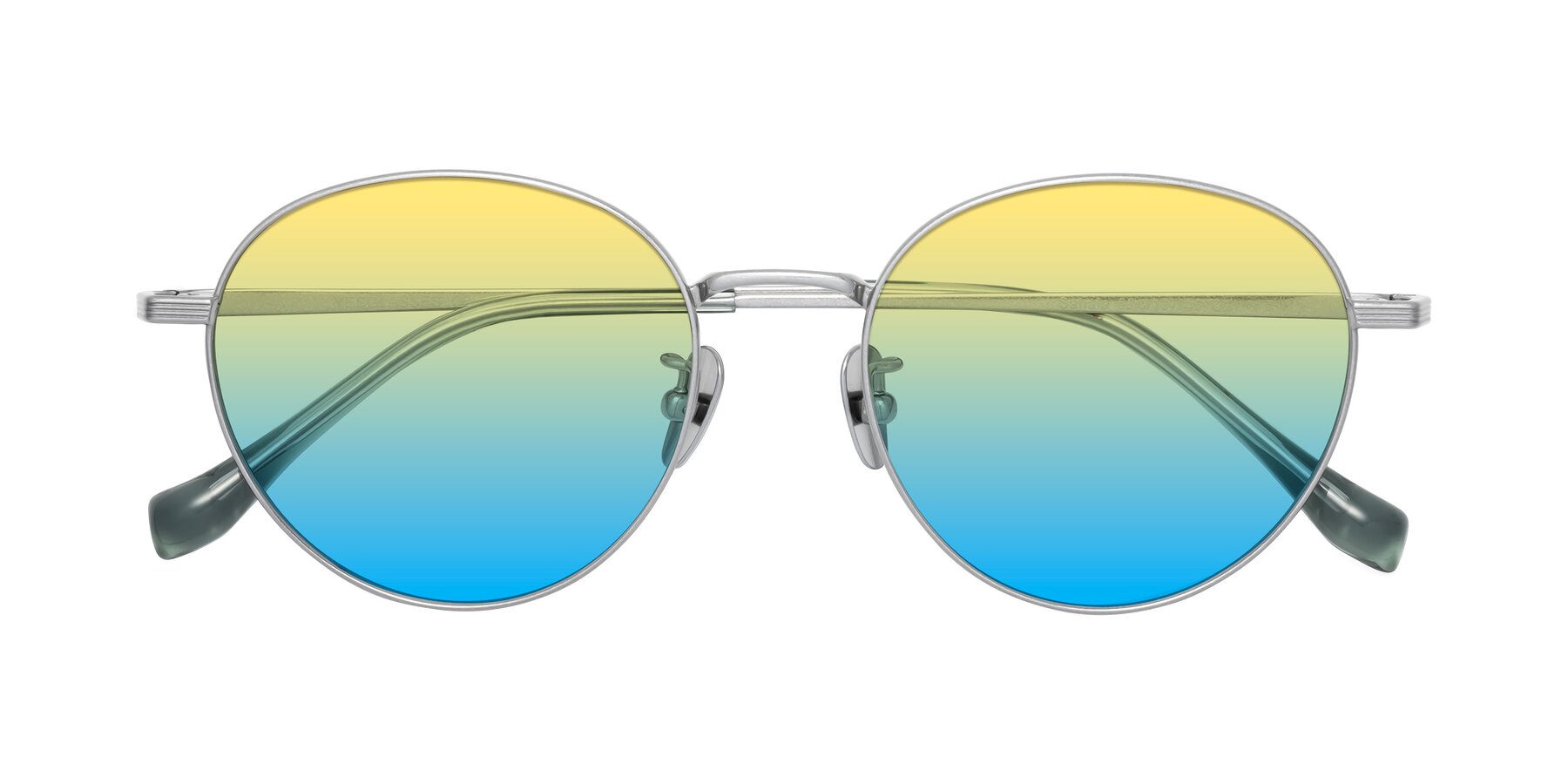 Folded Front of Sahala in Silver with Yellow / Blue Gradient Lenses