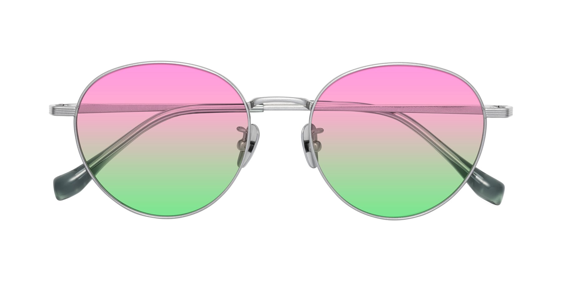 Folded Front of Sahala in Silver with Pink / Green Gradient Lenses