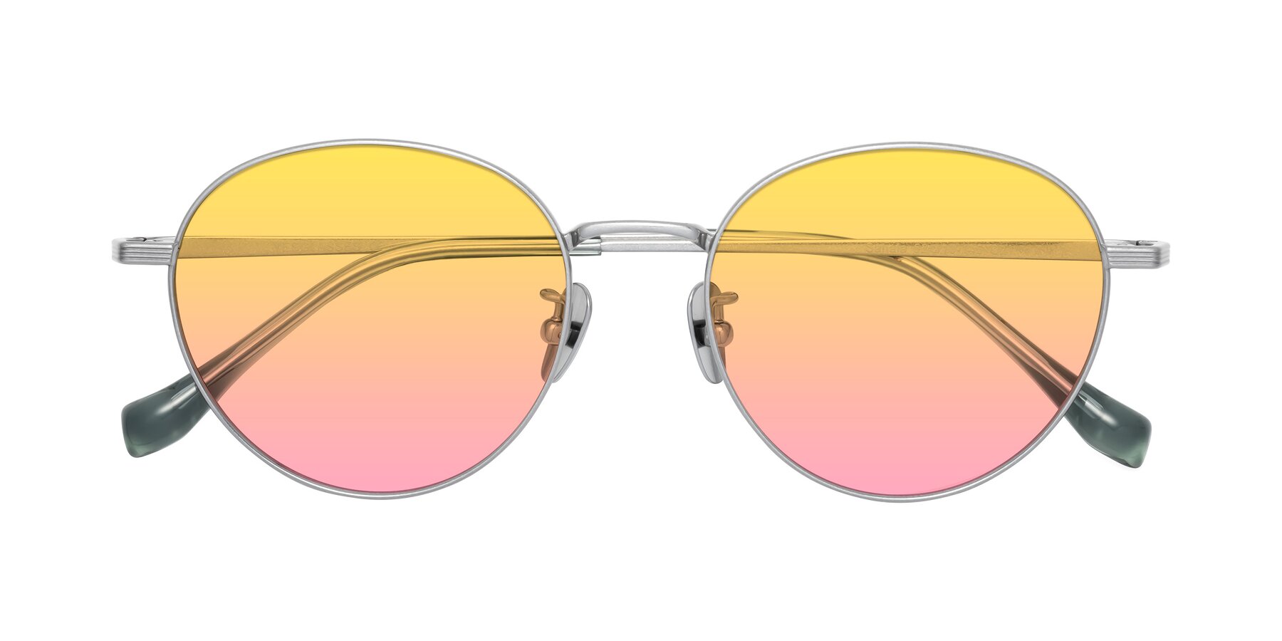 Folded Front of Sahala in Silver with Yellow / Pink Gradient Lenses