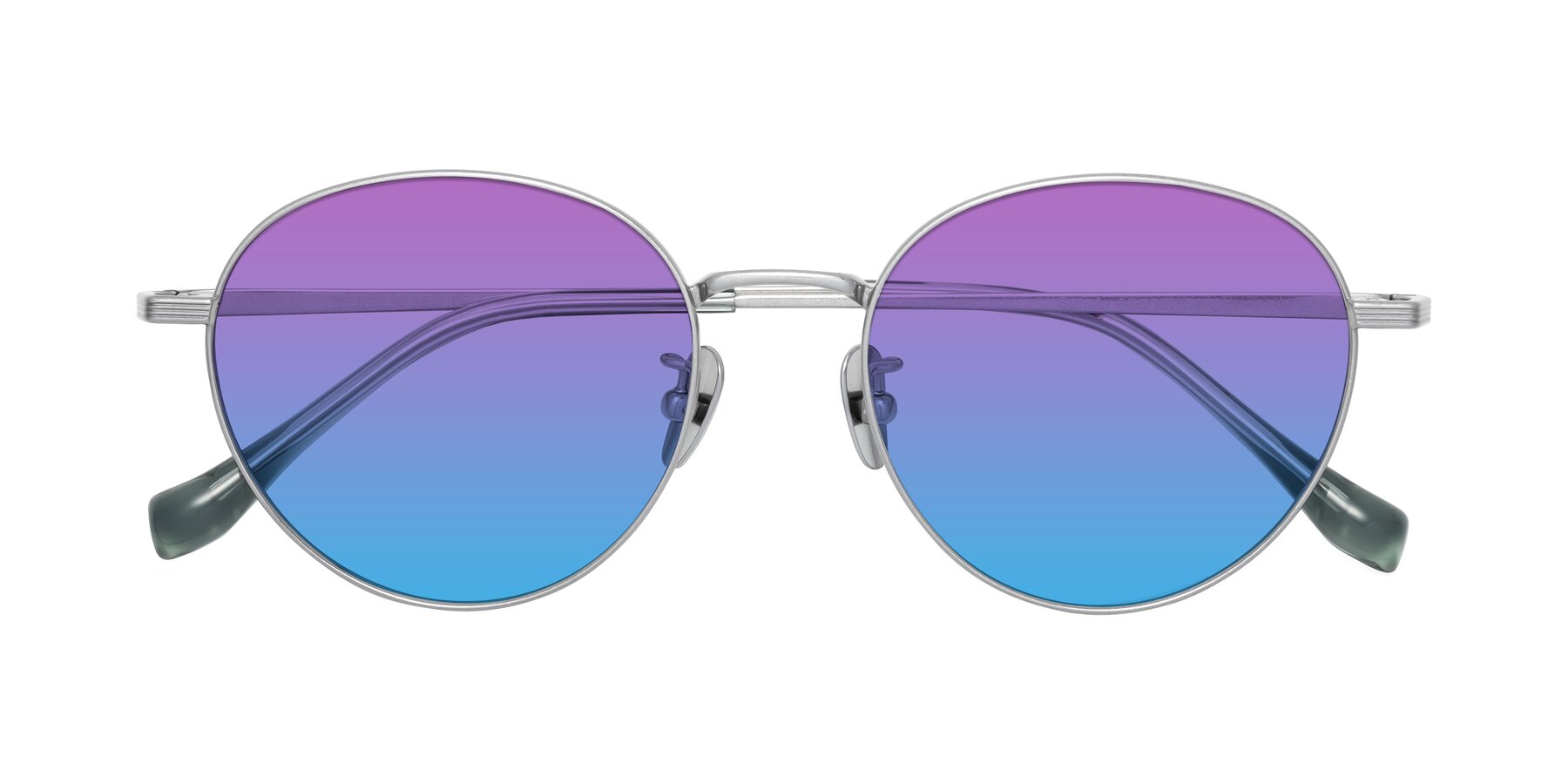 Folded Front of Sahala in Silver with Purple / Blue Gradient Lenses