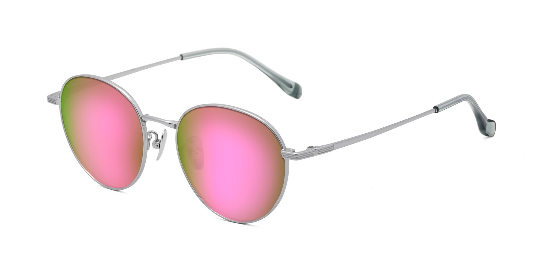 Angle of Sahala in Silver with Pink Mirrored Lenses